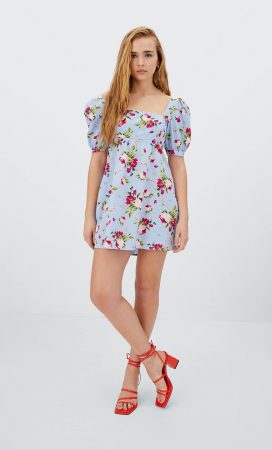 Vestido corto Bridgerton estampado