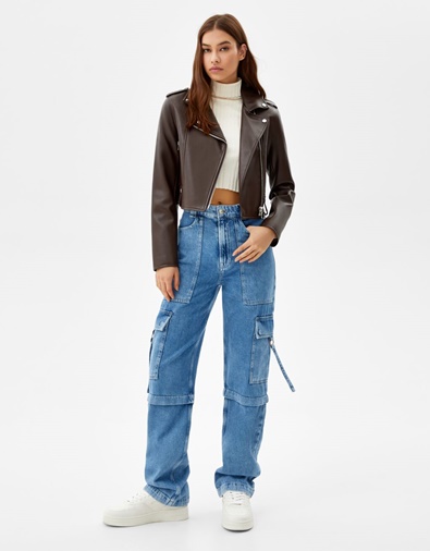 Cazadora biker efecto piel