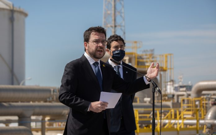 Pere Aragonés, presidente de la Generalitat,en una reciente visita a Enagás