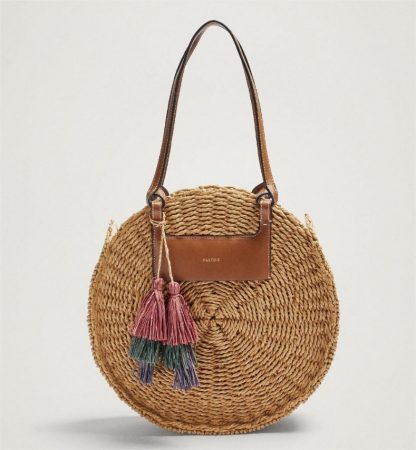 bolso estilo shopper rafia parfois el corte ingles