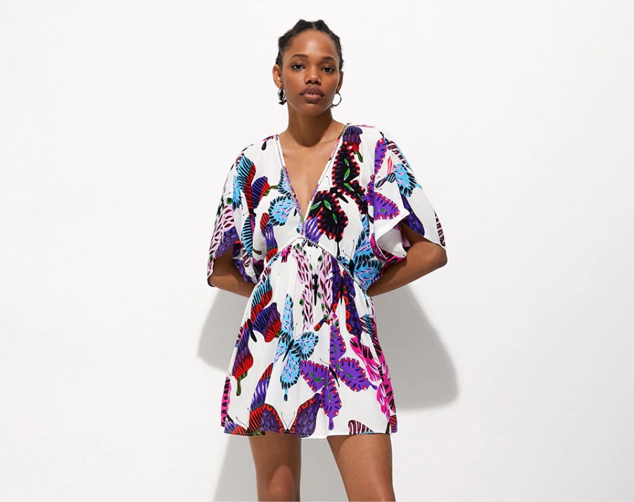 vestido estampado mariposas desigual