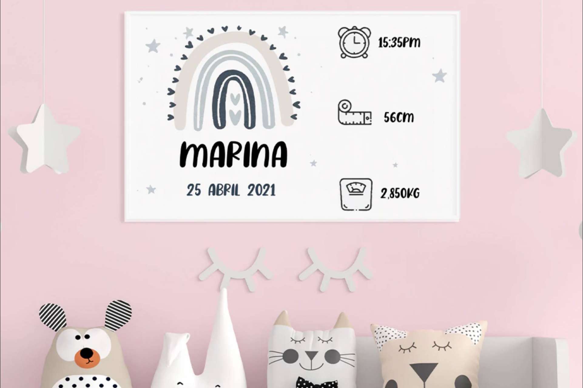 Cuadro personalizado para el nacimiento de un bebé, en VeAlma