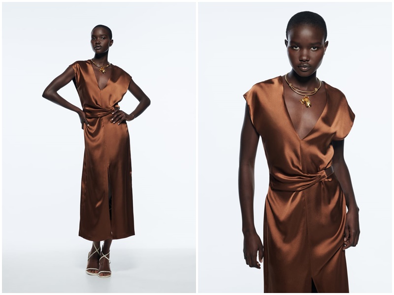 Vestido satinado Cut Out