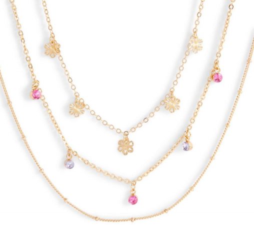 Collar dorado de triple cadena de Primark