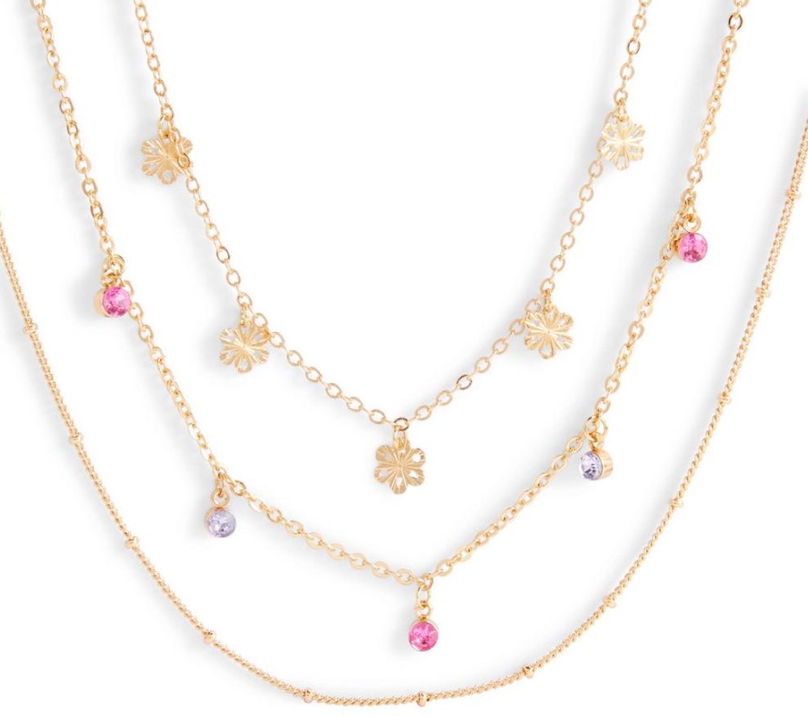 Collar dorado de triple cadena de Primark