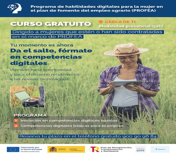 Más de 180.000 mujeres del ámbito rural se  formarán en competencias digitales en el marco del Plan de Fomento del  Empleo Agrario