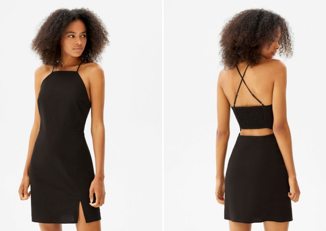 Vestido cuello halter ajustado de Bershka