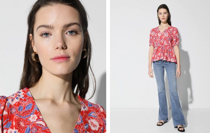 Blusa peplum con flores