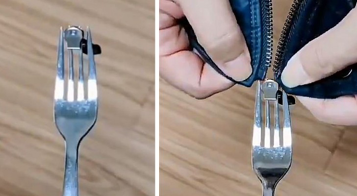 El truco del tenedor para arreglar una cremallera