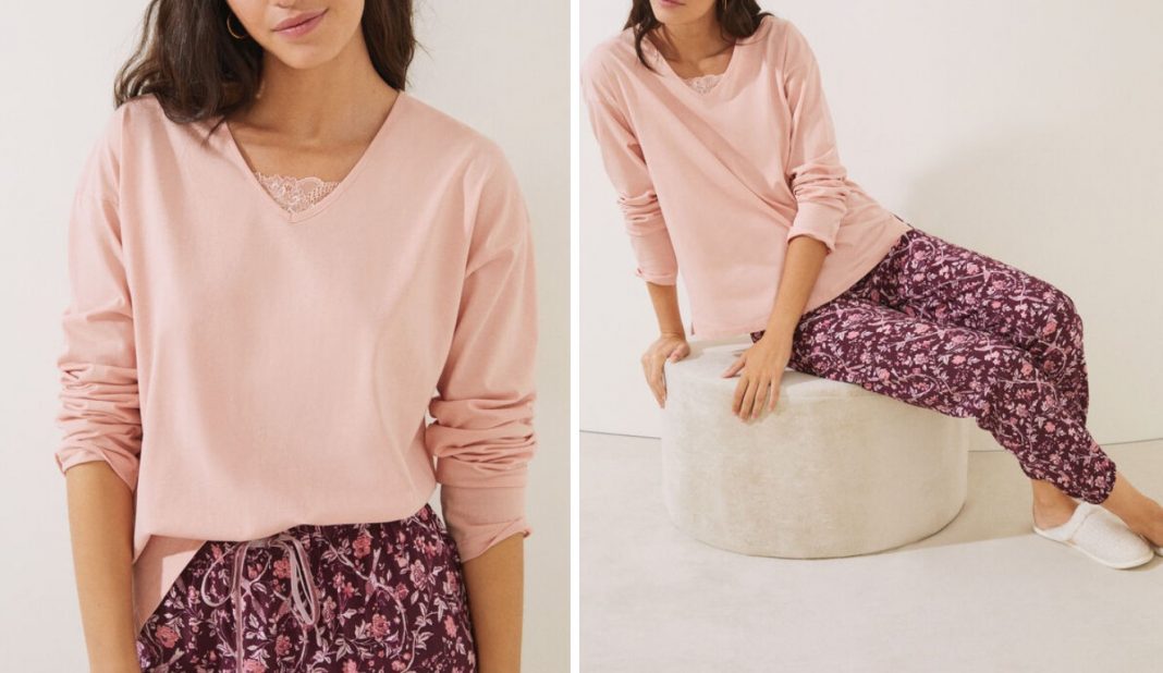 Camiseta manga larga 100% algodón rosa