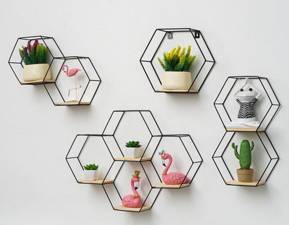 estantería hexagonal