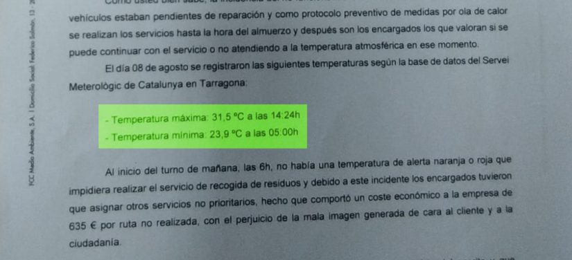 FCC sólo escogía la temperatura ambiente y no la del puesto de trabajo