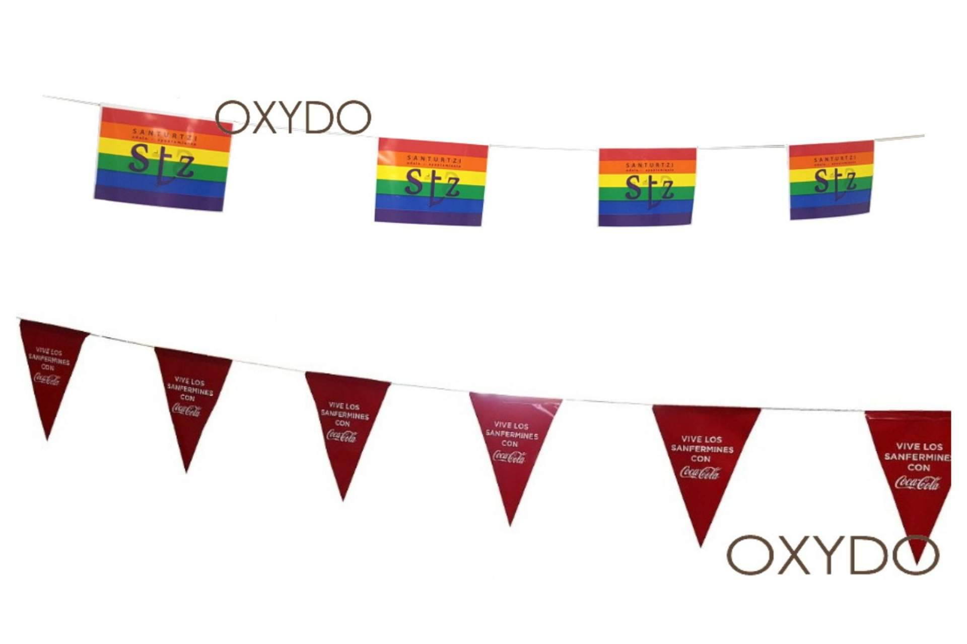 Para cualquier evento, se pueden obtener banderas y banderines con cuerda en Oxydo Events & Pro