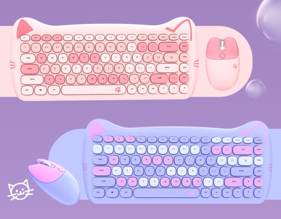 teclado y ratón forma de gato