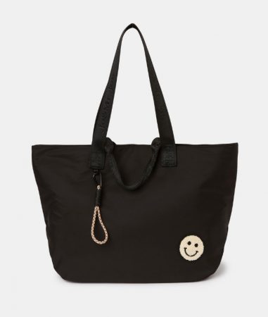 Bolso shopper en negro con detalle smiley