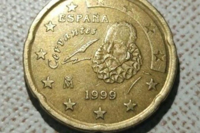 La moneda de Cervantes con error