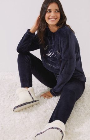 Pijama largo polar azul de Women’Secret