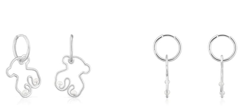 Pendientes aro oso de plata y perlas cultivadas Tsuri
