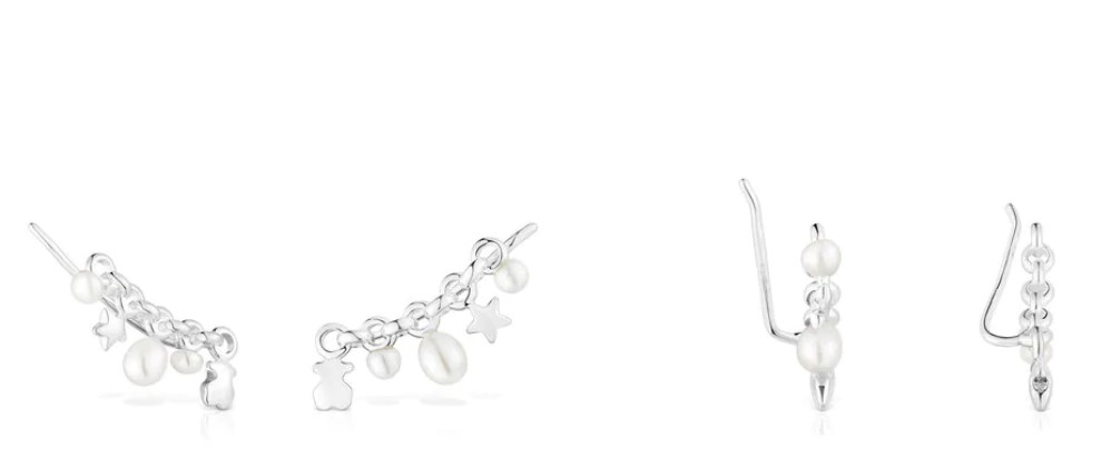 Earcuff de plata con barra y motivos Mini Icons de Tous