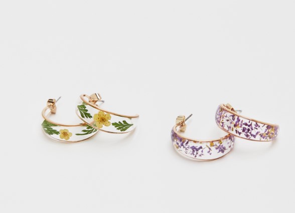 Pack 2 pendientes aro flores secas de Pull&Bear