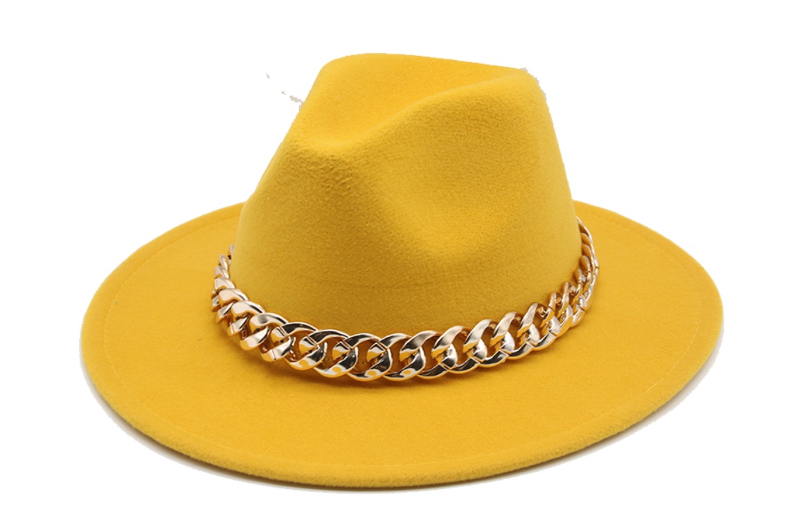 sombrero con cadena en dorado