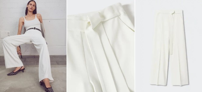 Pantalón recto fluido lazo
