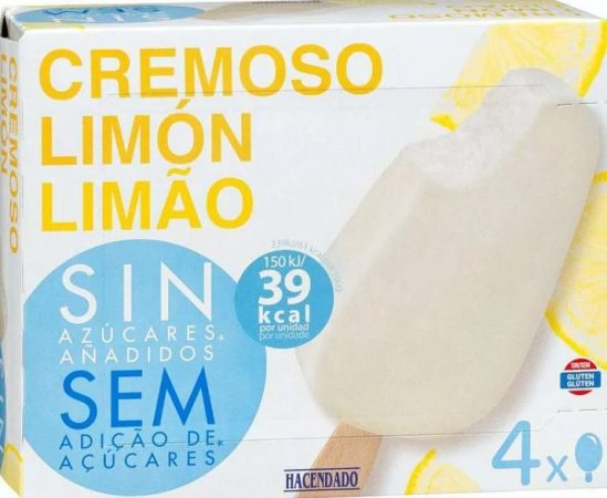 Helado cremoso de limón sin azúcar