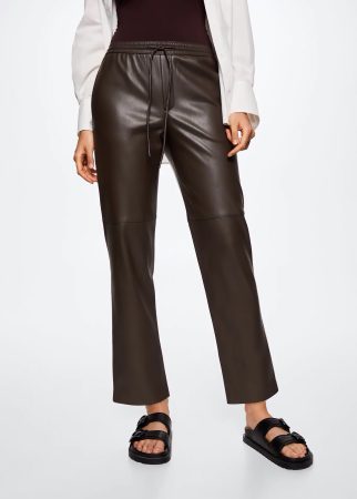 Pantalón de cuero de cintura ancha