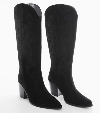 Bota piel cowboy altas de color negro