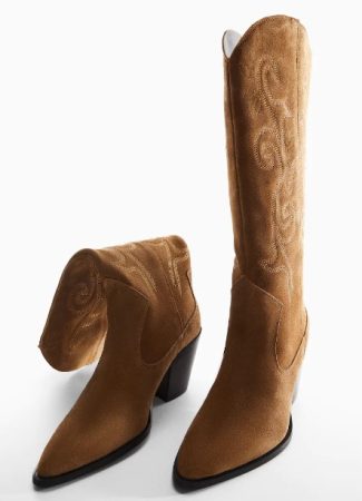 Bota piel cowboy altas color camel