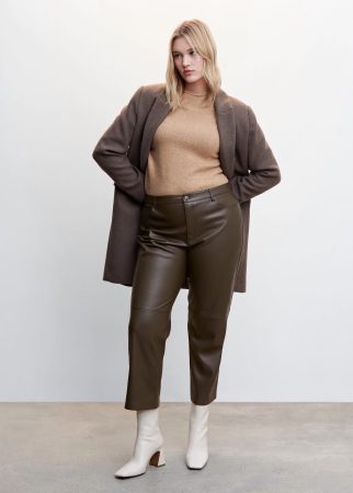 Pantalón recto de efecto piel