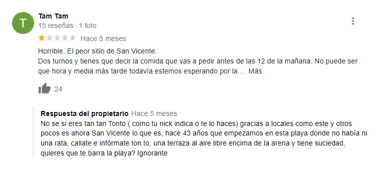 Le ponen una reseña en Google y el dueño responde esto: «Si no tienes dinero, vete a tu casa»