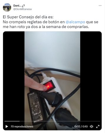 La queja de un usuario por las regletas de Alcampo