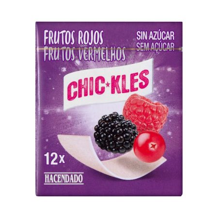 Chicle frutos rojos lámina Hacendado, exclusivo de Mercadona