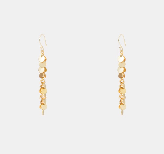 Pendientes largos dorados con chapitas
