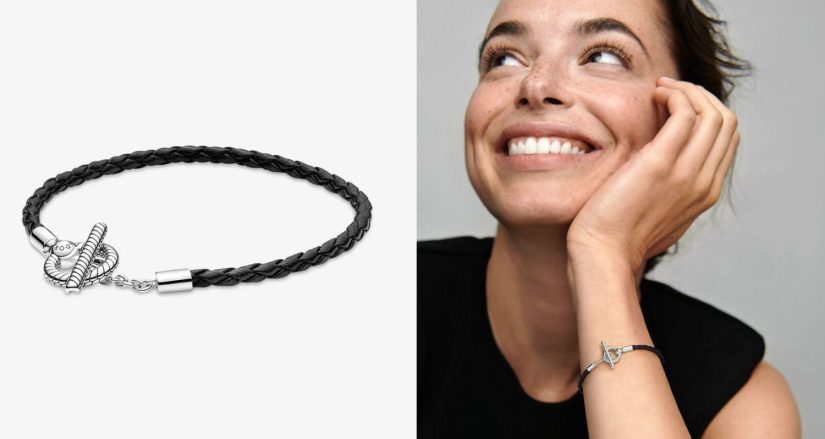 Pulsera de cuero con cierre de T