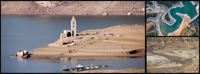 El pantano de Sau, icono de la sequía en Cataluña y la escasez de agua en la región