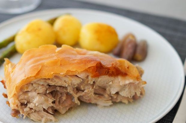 El cochinillo confitado con puré de calabaza y nueces