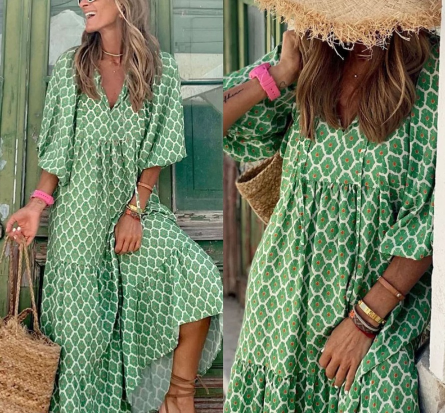 vestido boho estampado