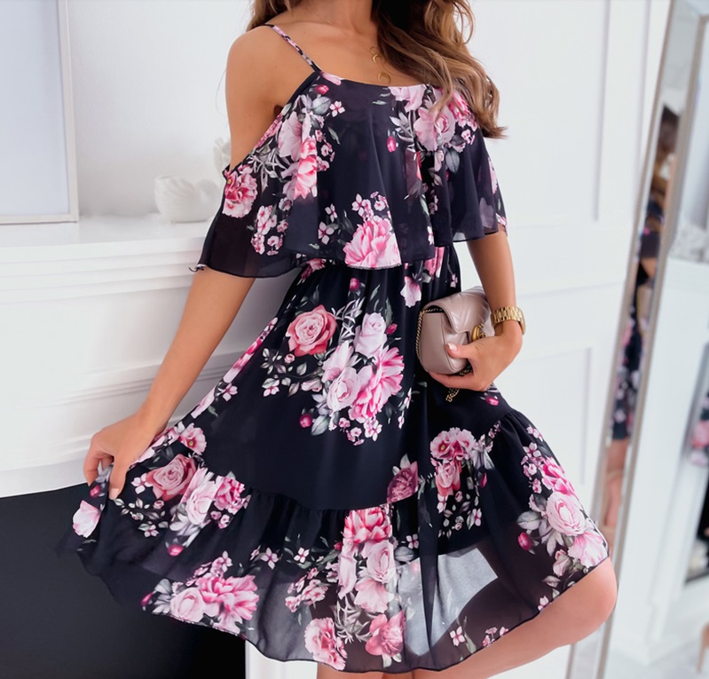 vestido floral doble escote