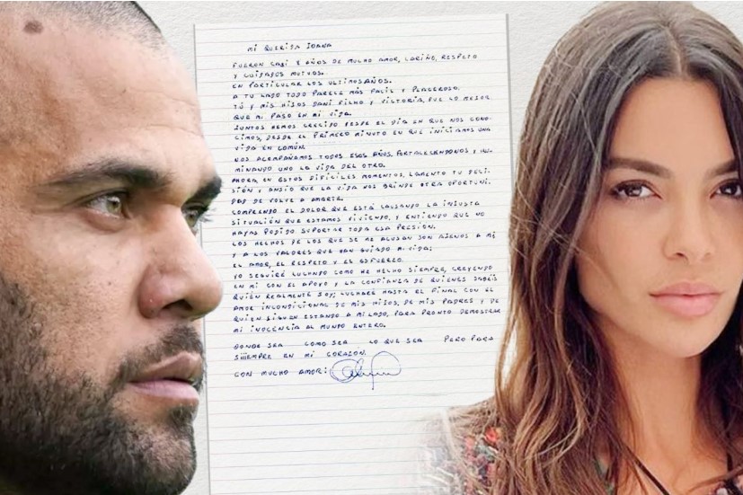 Alves responde por carta a Joana Sanz y afirma que seguirá luchando por su familia y los que creen en él y su inocencia