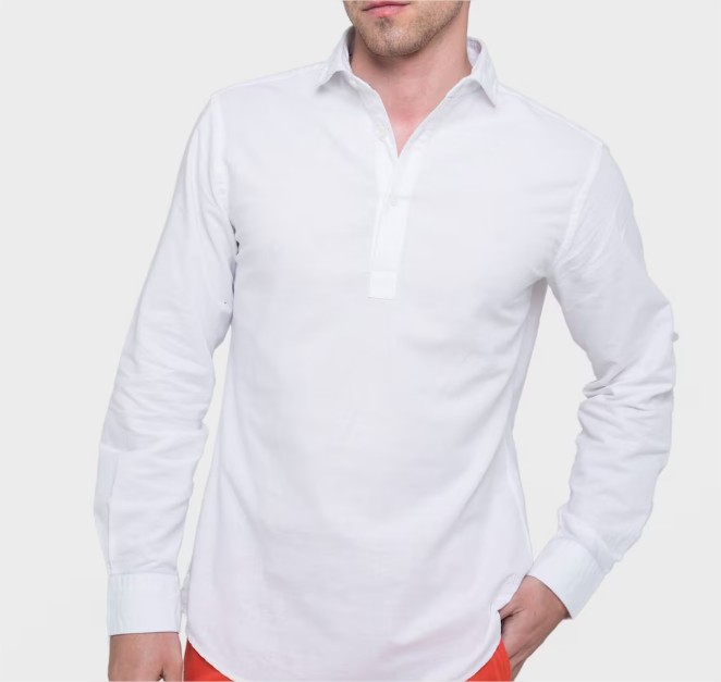 Camisa polera de lino de hombre slim lisa en color blanco el corte ingles