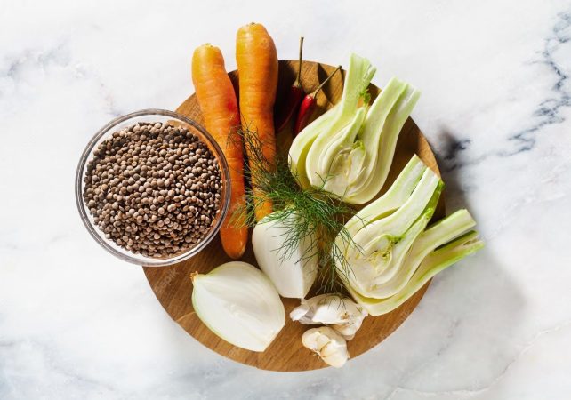 Ingredientes para las lentejas al curry