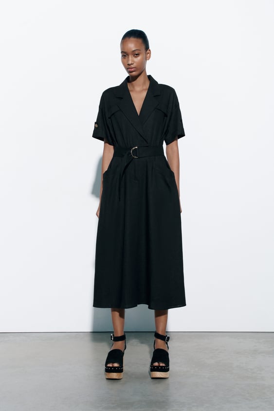 Zara vestido camisero con lino Merca2.es