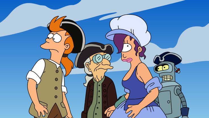 Fry, Farnsworth, Leela y Bender