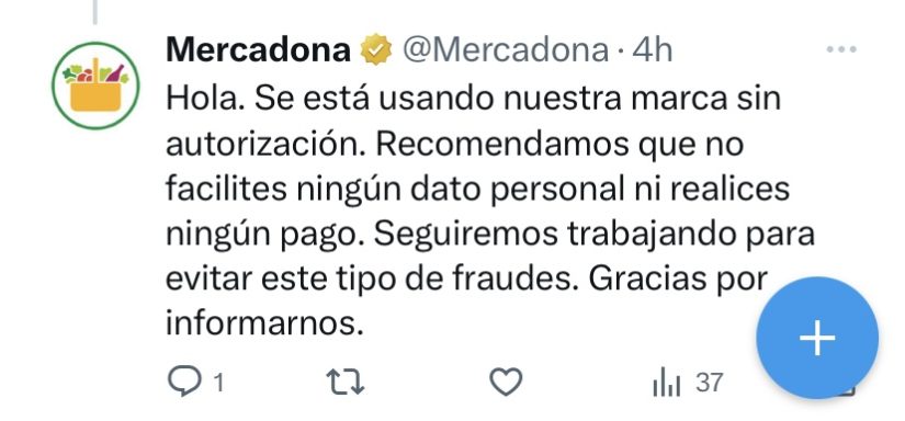 Respuesta de Mercadona con respecto a las estafas