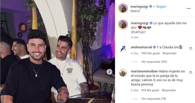 Post de Instagram sobre la relacion de Mario y Claudia Merca2.es