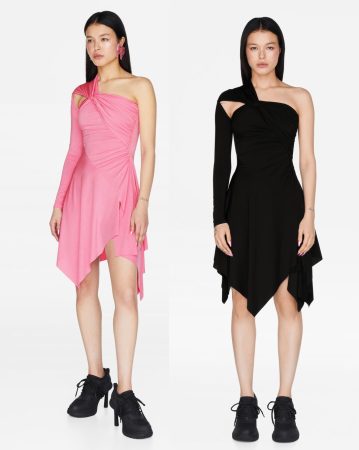 Vestido mini asimétrico de Bershka