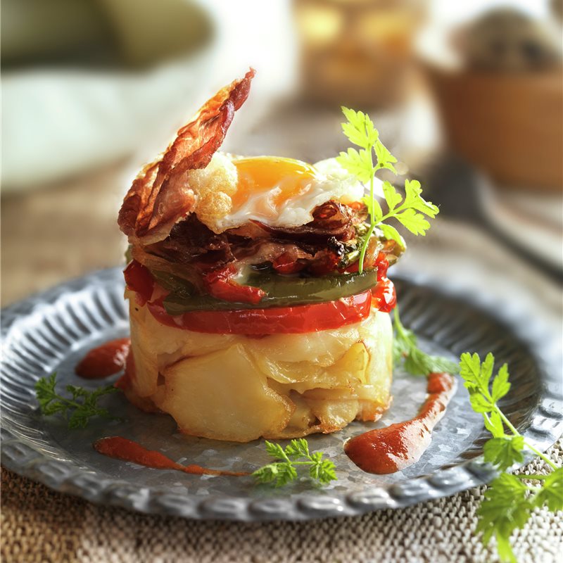 Nuevo aperitivo para tu menú: timbal de patata huevo y jamón