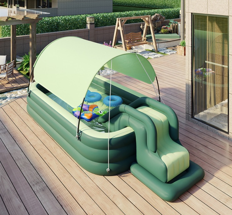 Alucina con esta piscina con toldo y tobogán de AliExpress que sólo cuesta 32,50 euros